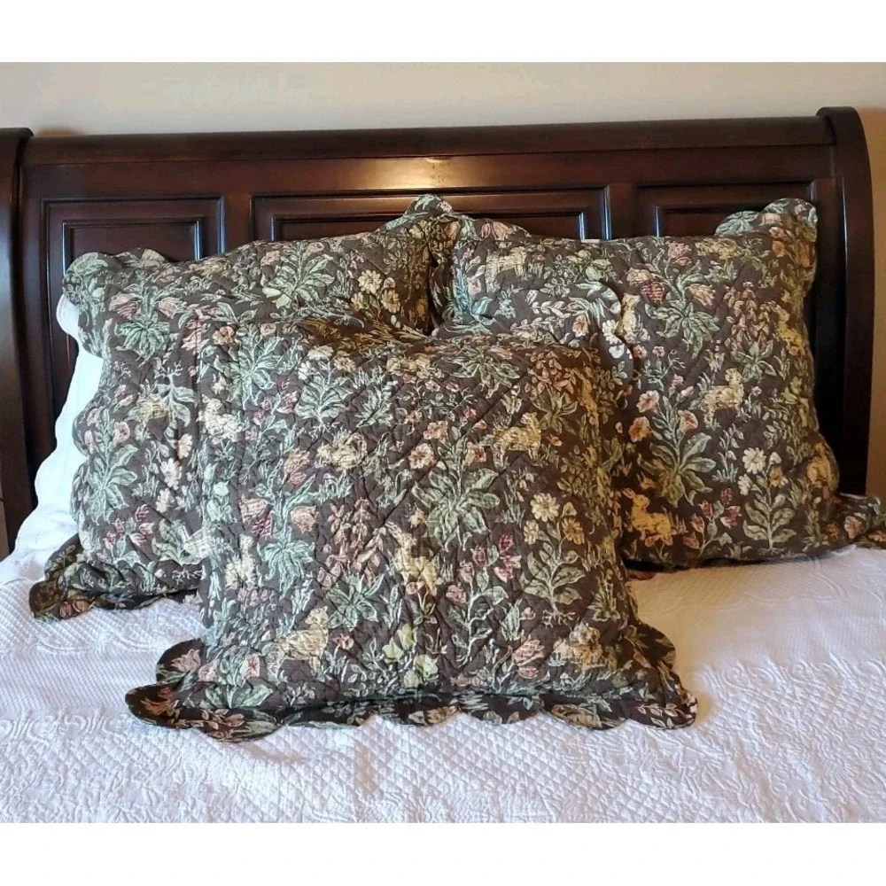 The Camille Collection 3 Euro Shams/pillow‎ covers only -26x26 Quilted Farmhouse
